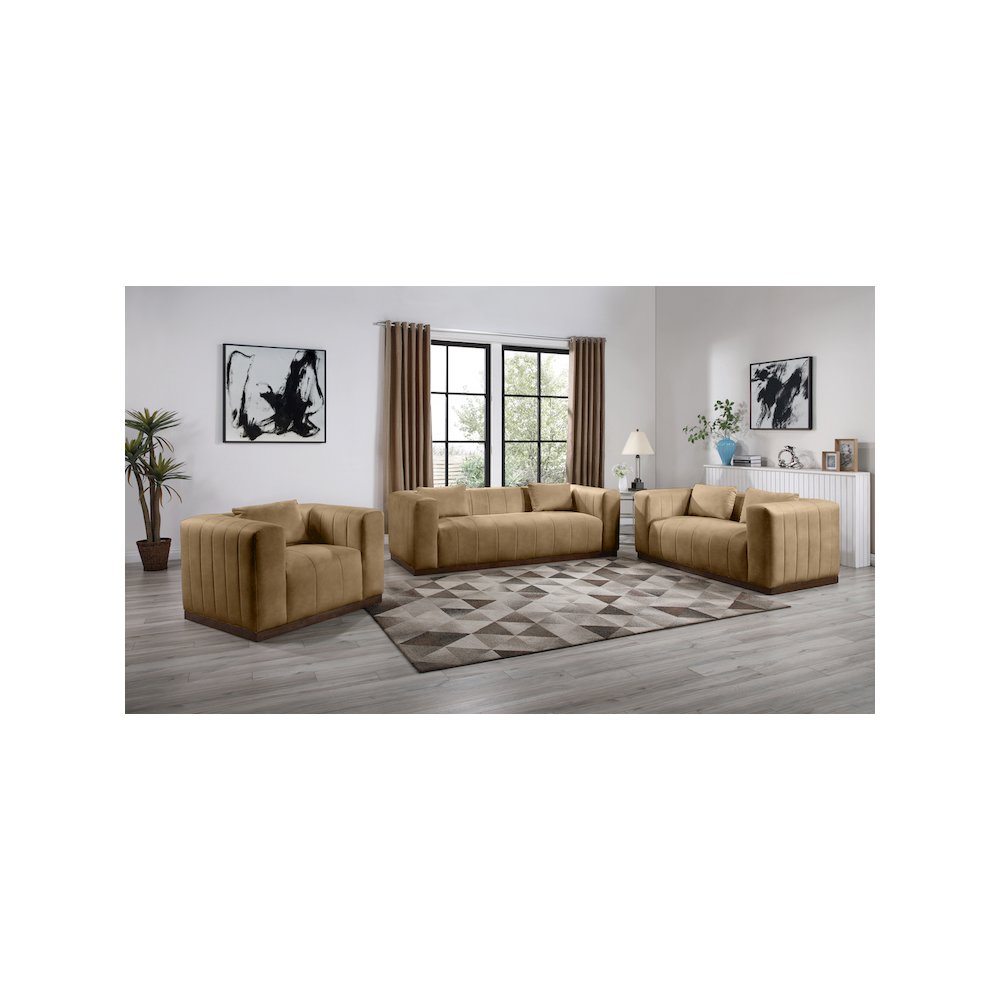 Mallina Tan Vegan Leather Loveseat