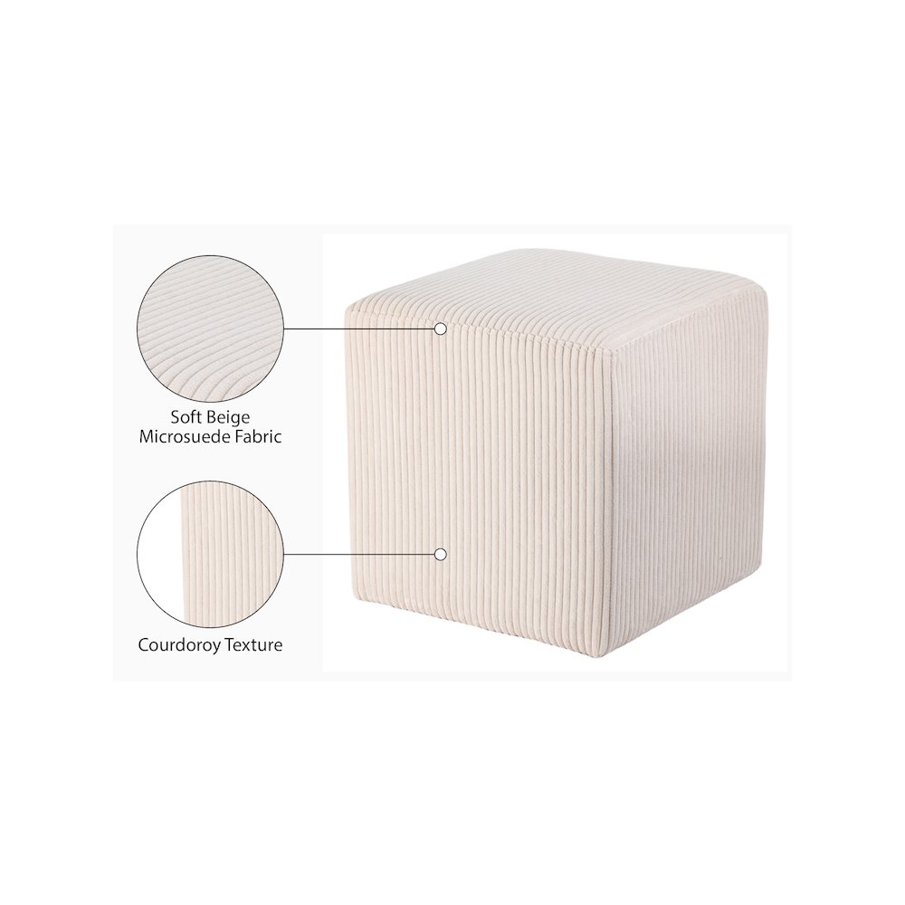 Roy Beige Microsuede Fabric Ottoman/Stool