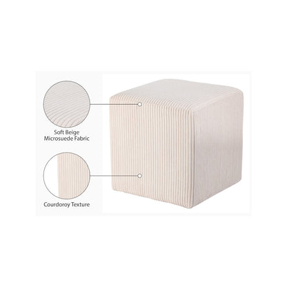 Roy Beige Microsuede Fabric Ottoman/Stool