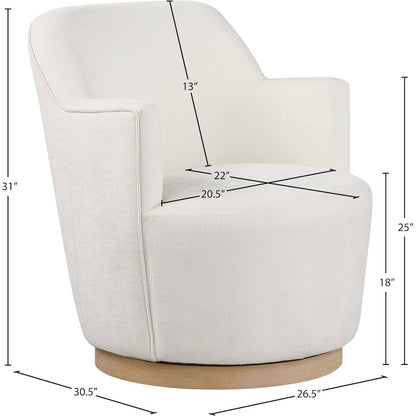 Clarita Cream Chenille Fabric Swivel Accent Chair