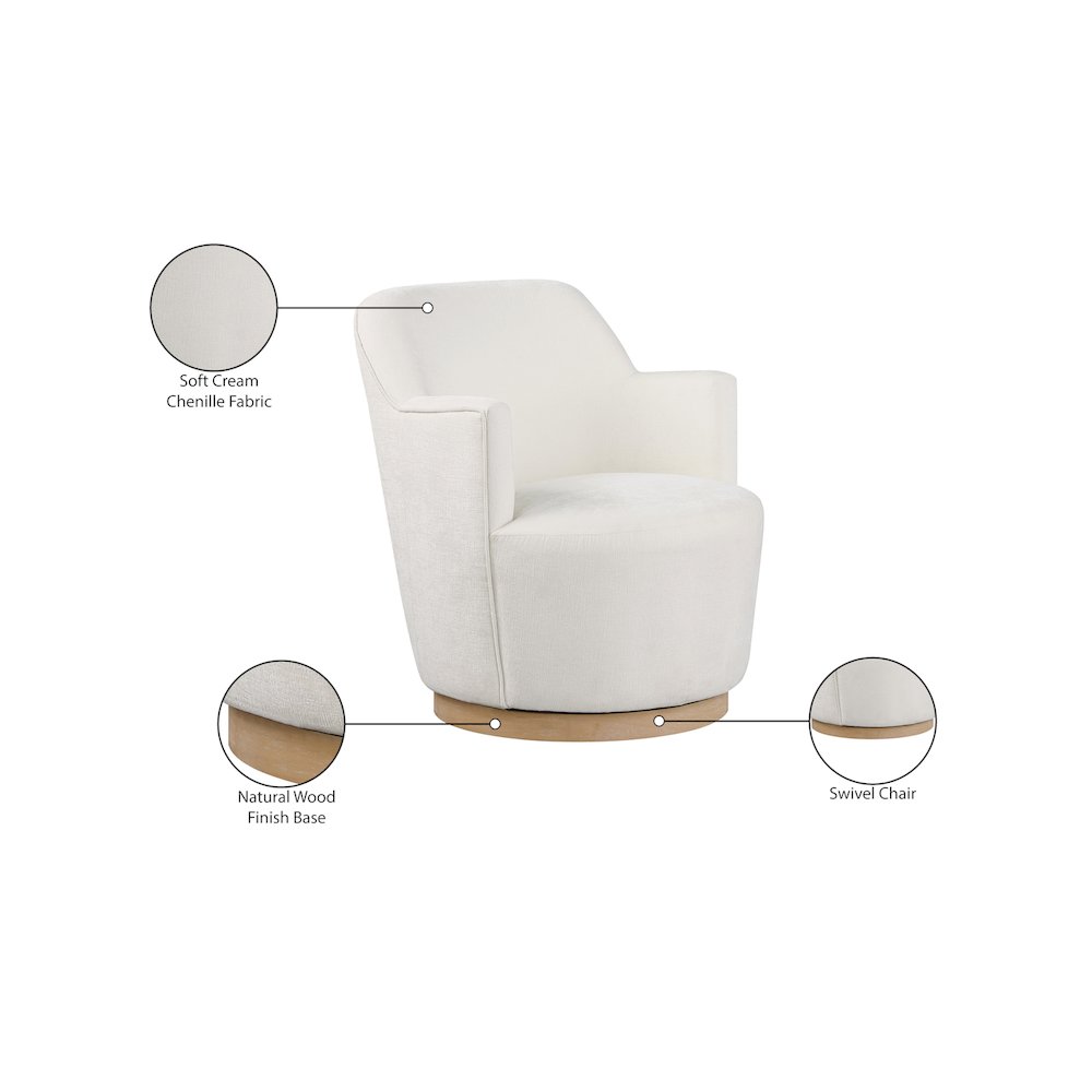 Clarita Cream Chenille Fabric Swivel Accent Chair