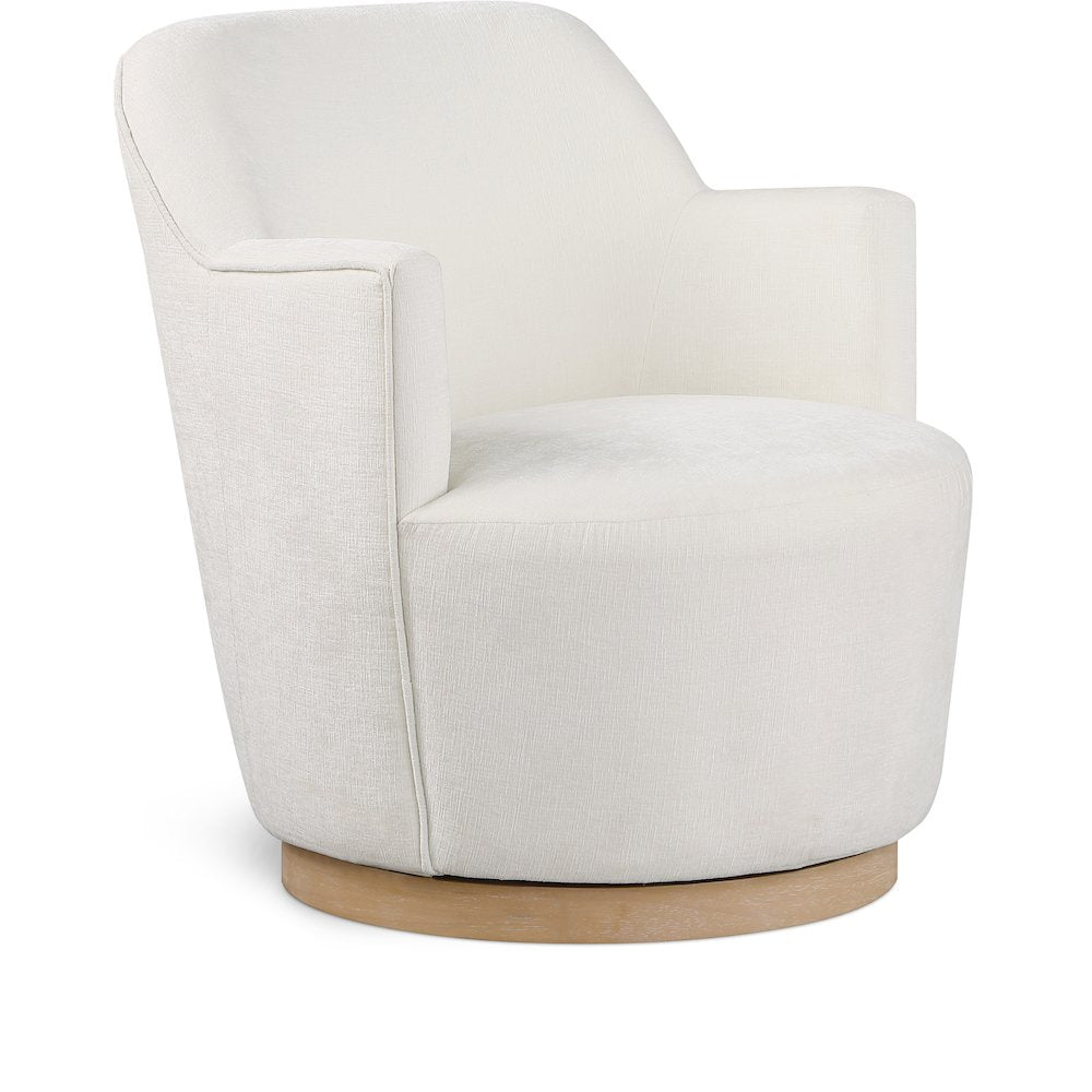 Clarita Cream Chenille Fabric Swivel Accent Chair