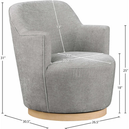 Clarita Light Grey Chenille Fabric Swivel Accent Chair