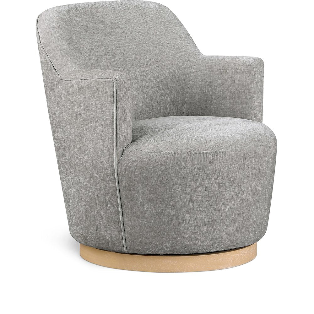 Clarita Light Grey Chenille Fabric Swivel Accent Chair