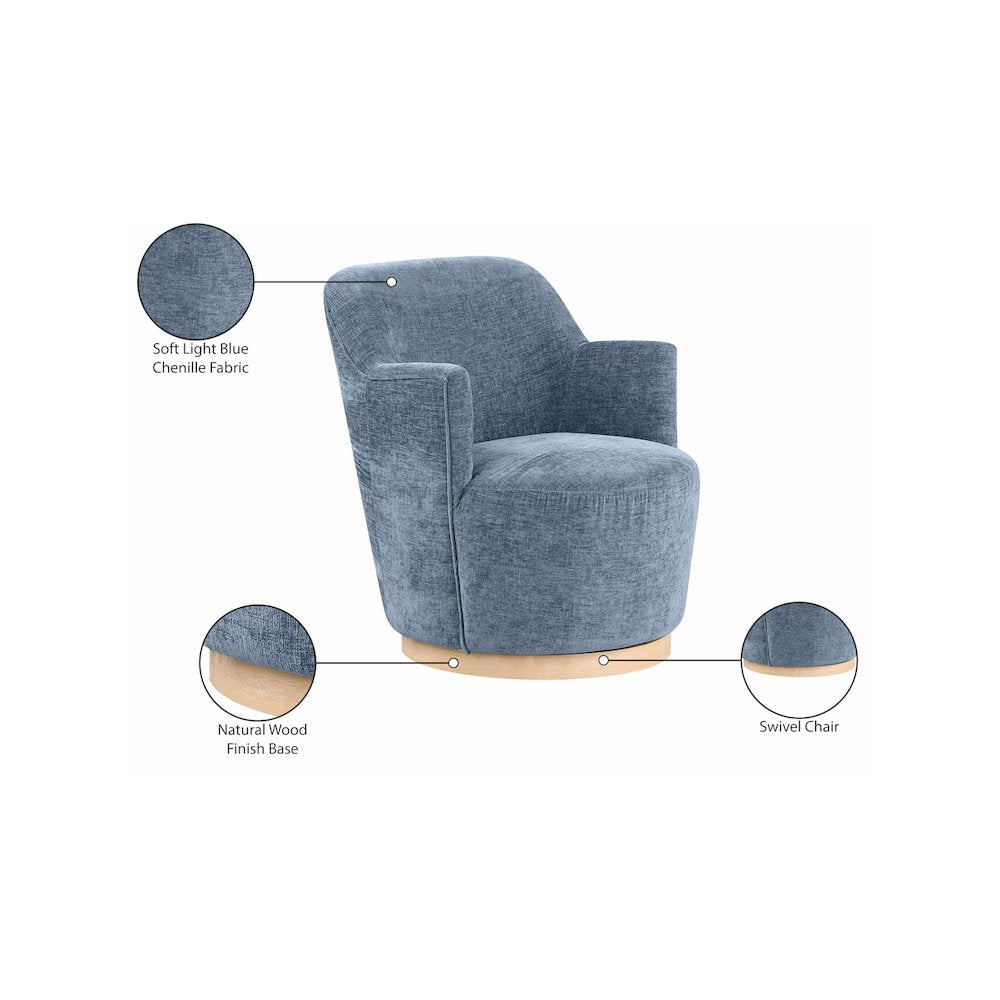 Clarita Light Blue Chenille Fabric Swivel Accent Chair