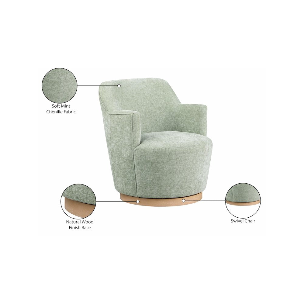Clarita Mint Chenille Fabric Swivel Accent Chair