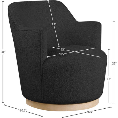 Clarita Black Boucle Fabric Swivel Accent Chair