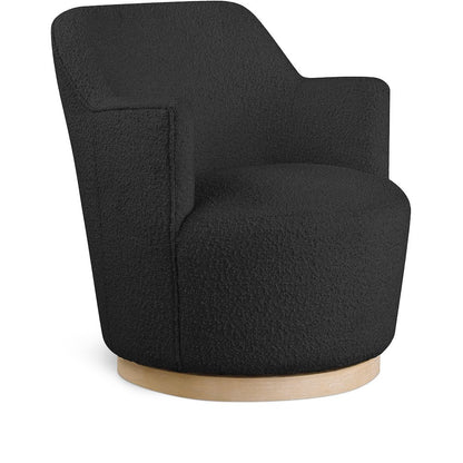 Clarita Black Boucle Fabric Swivel Accent Chair