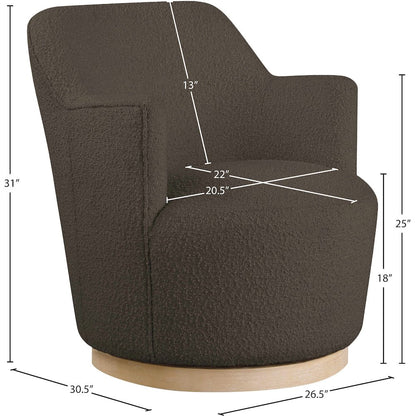 Clarita Brown Boucle Fabric Swivel Accent Chair