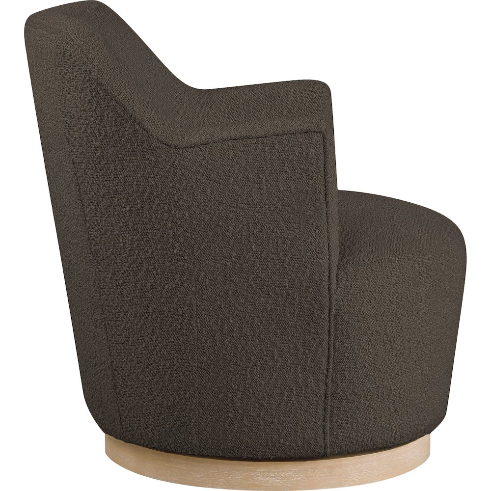 Clarita Brown Boucle Fabric Swivel Accent Chair