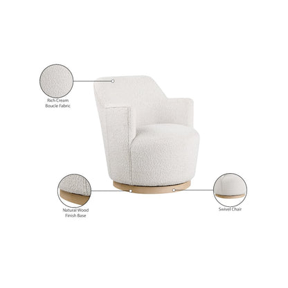 Clarita Cream Boucle Fabric Swivel Accent Chair