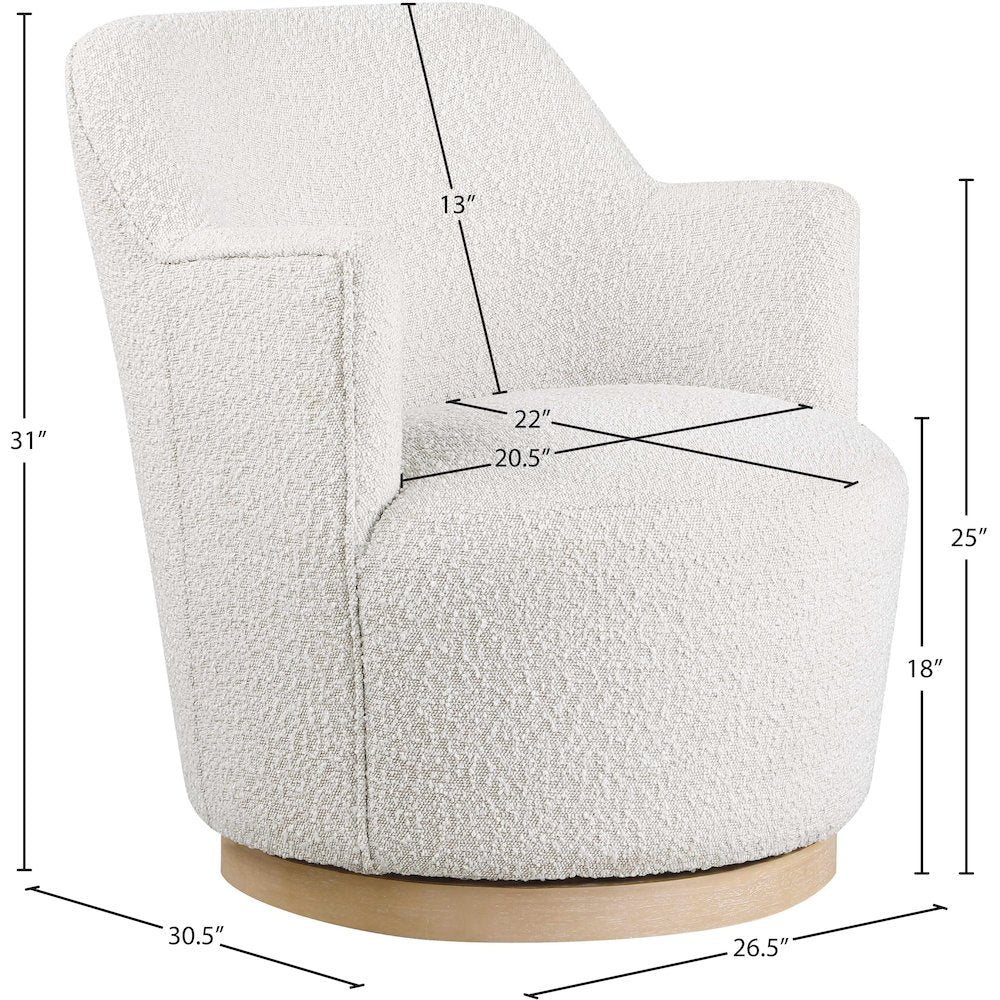 Clarita Cream Boucle Fabric Swivel Accent Chair