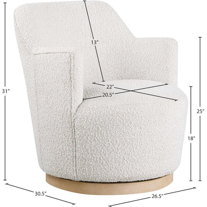 Clarita Cream Boucle Fabric Swivel Accent Chair