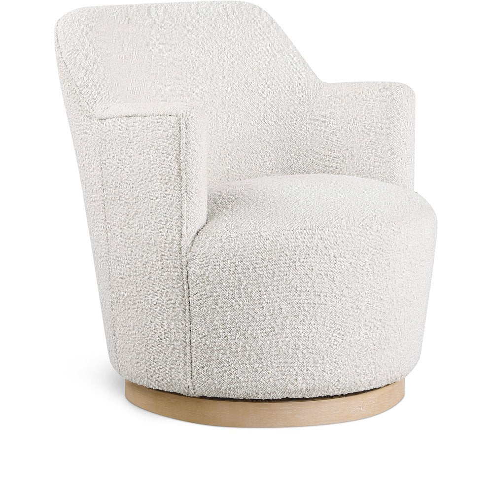 Clarita Cream Boucle Fabric Swivel Accent Chair