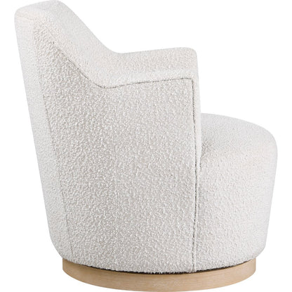 Clarita Cream Boucle Fabric Swivel Accent Chair