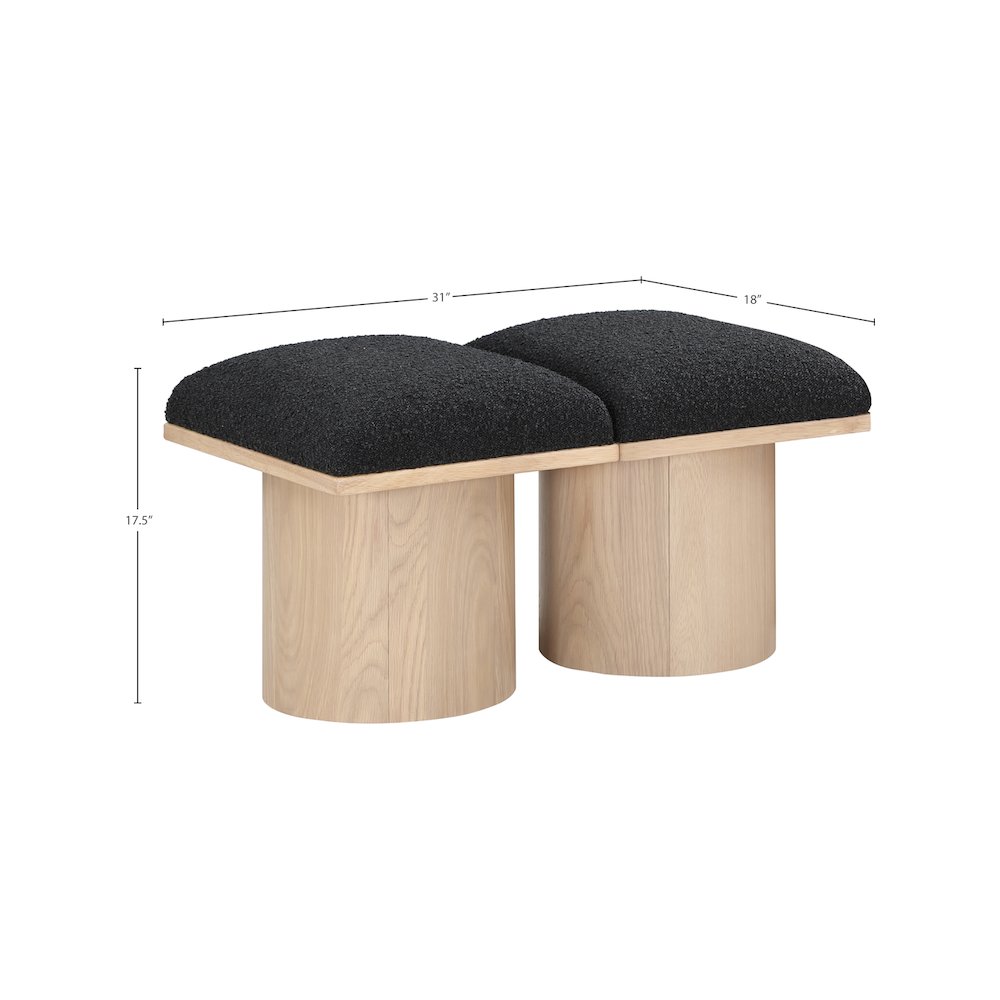 Pavilion Black Boucle Fabric Bench