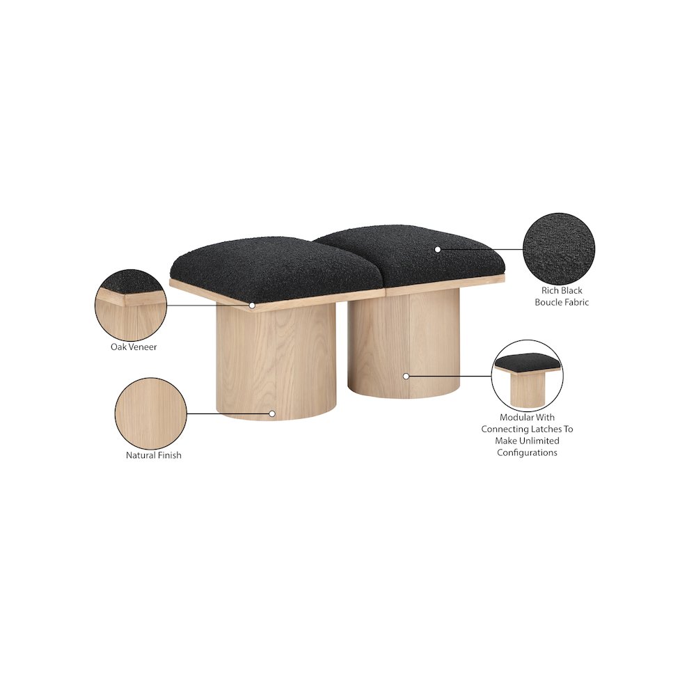 Pavilion Black Boucle Fabric Bench