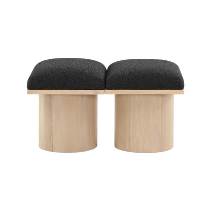 Pavilion Black Boucle Fabric Bench