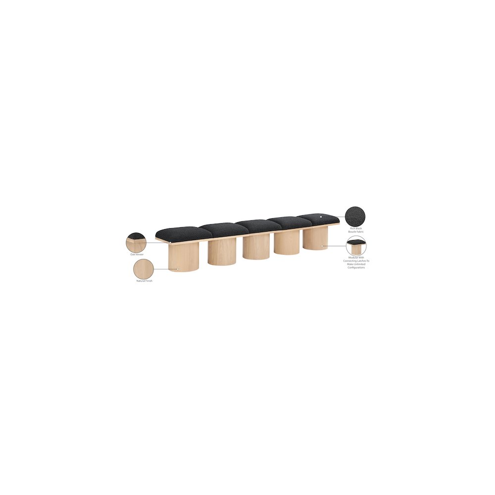 Pavilion Black Boucle Fabric Bench