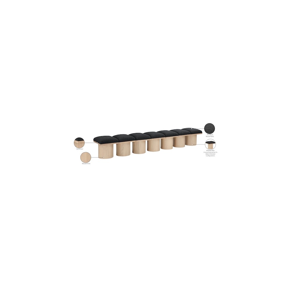 Pavilion Black Boucle Fabric Bench