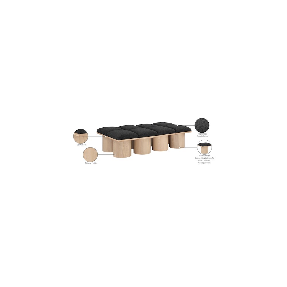 Pavilion Black Boucle Fabric Bench