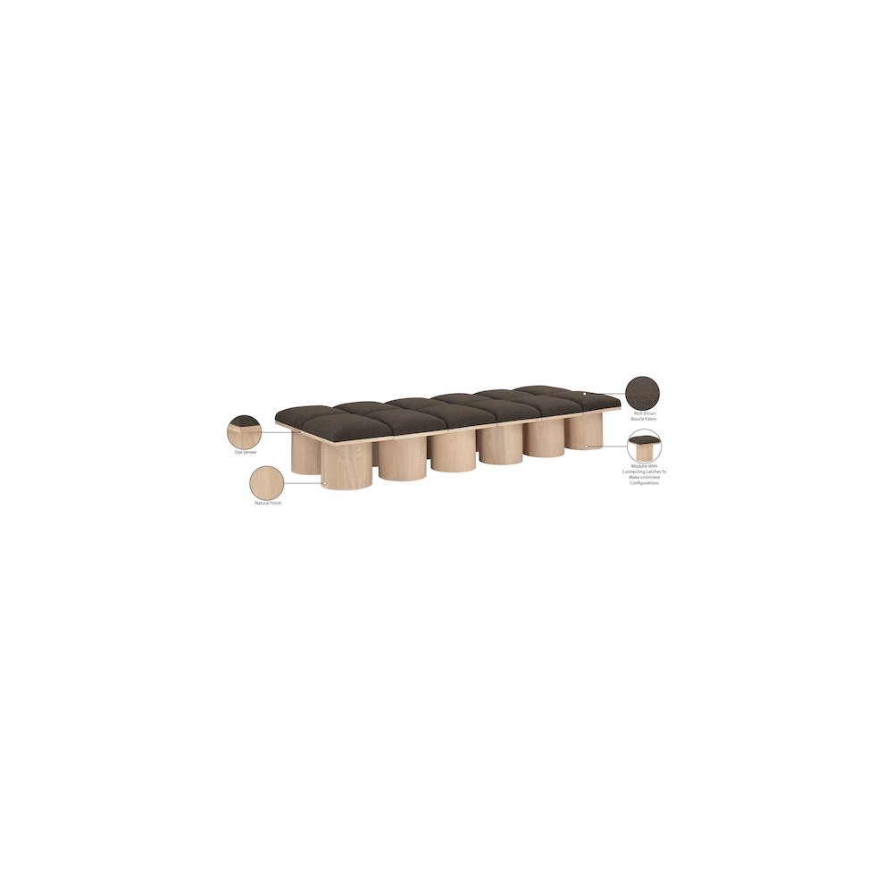 Pavilion Brown Boucle Fabric Bench