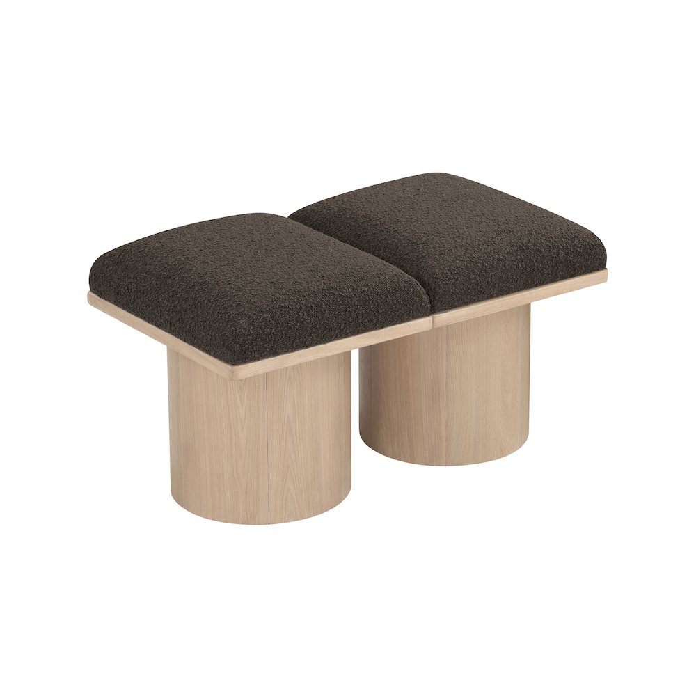 Pavilion Brown Boucle Fabric Bench