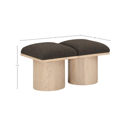 Pavilion Brown Boucle Fabric Bench