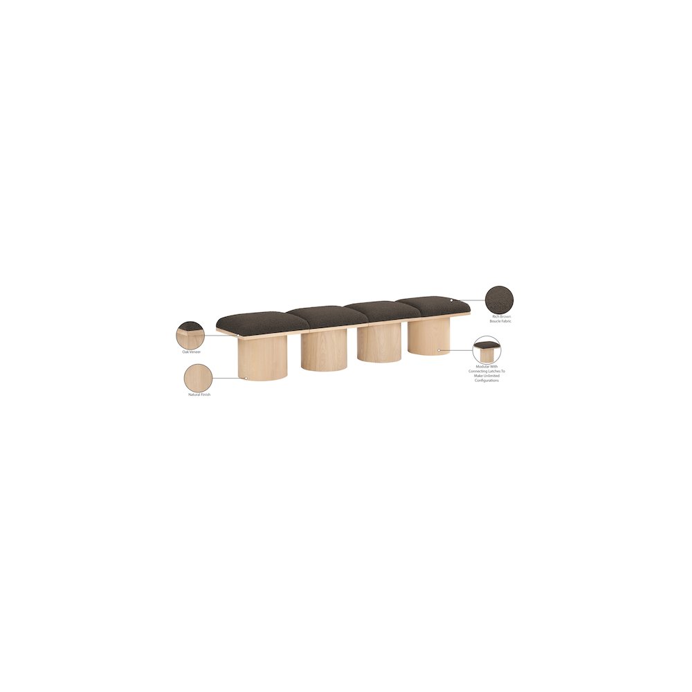 Pavilion Brown Boucle Fabric Bench