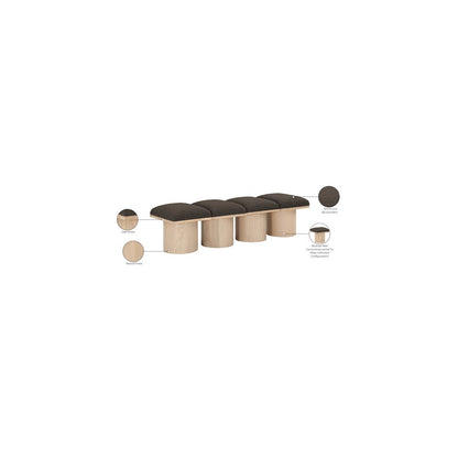 Pavilion Brown Boucle Fabric Bench