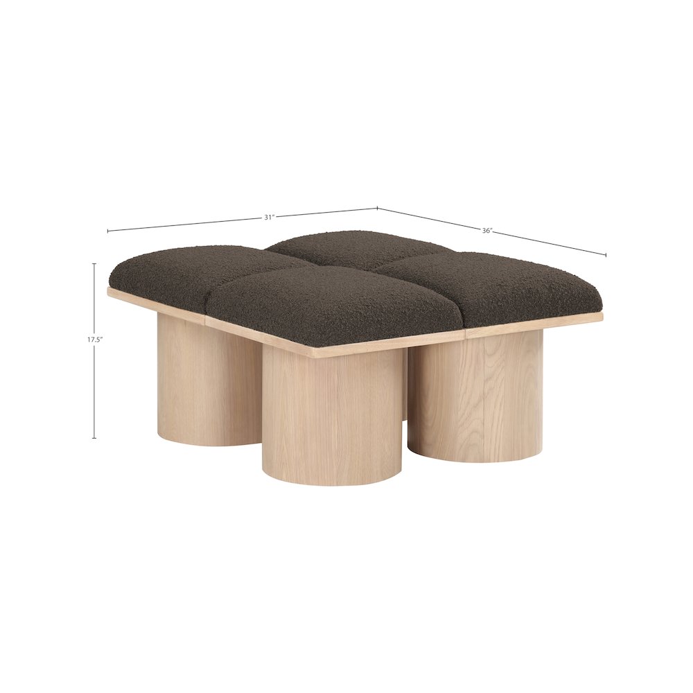 Pavilion Brown Boucle Fabric Bench