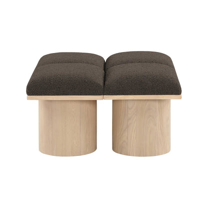 Pavilion Brown Boucle Fabric Bench