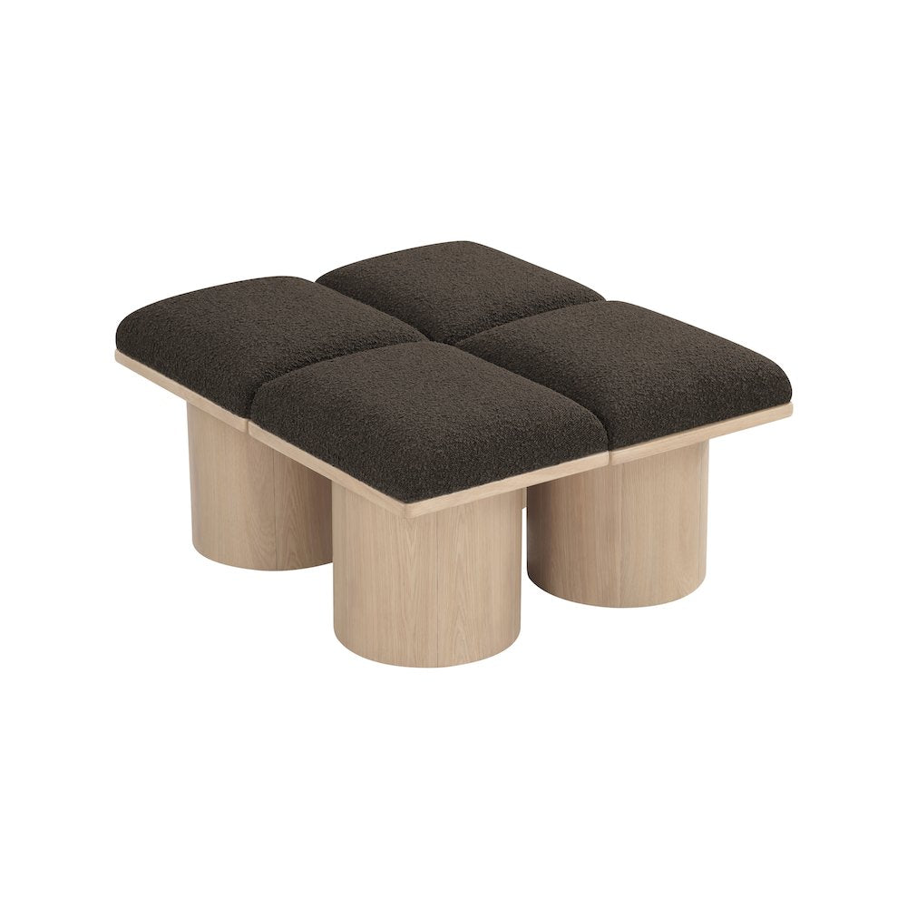 Pavilion Brown Boucle Fabric Bench