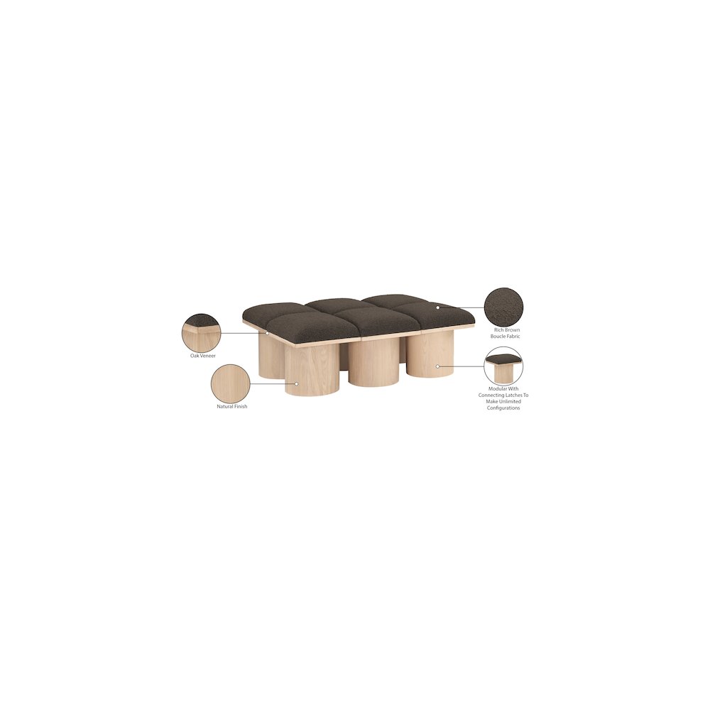 Pavilion Brown Boucle Fabric Bench