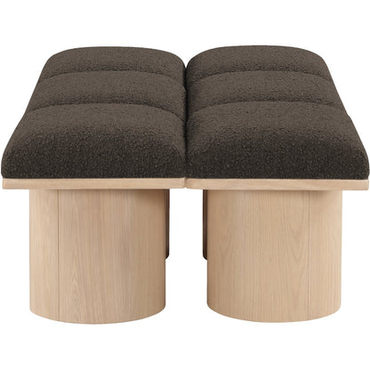 Pavilion Brown Boucle Fabric Bench