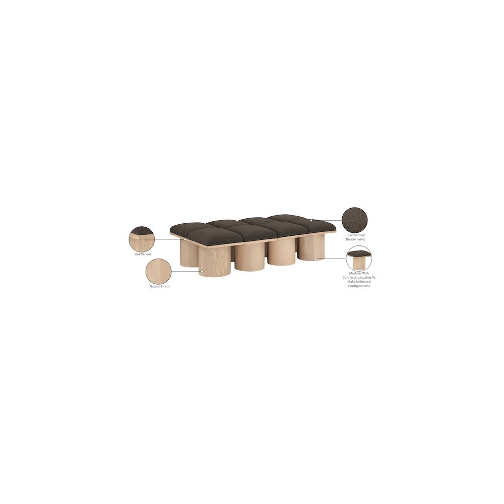 Pavilion Brown Boucle Fabric Bench
