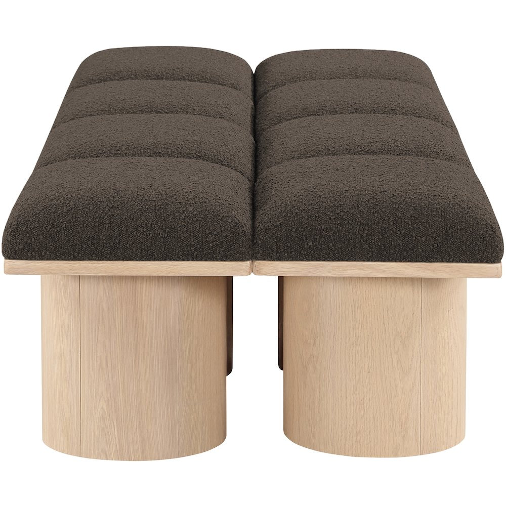 Pavilion Brown Boucle Fabric Bench