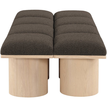Pavilion Brown Boucle Fabric Bench