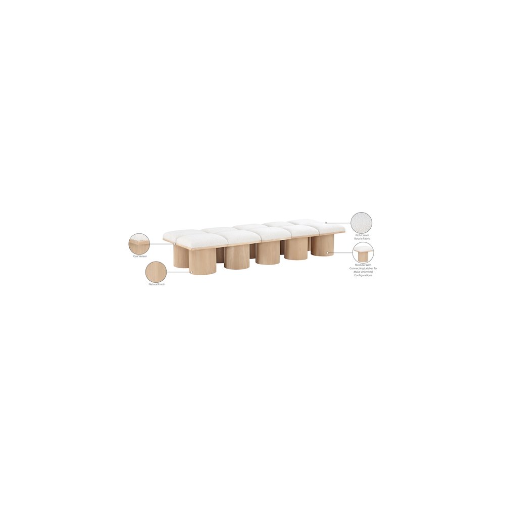 Pavilion Cream Boucle Fabric Bench