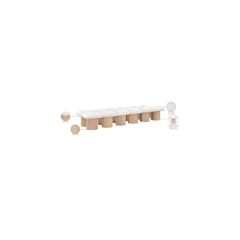 Pavilion Cream Boucle Fabric Bench