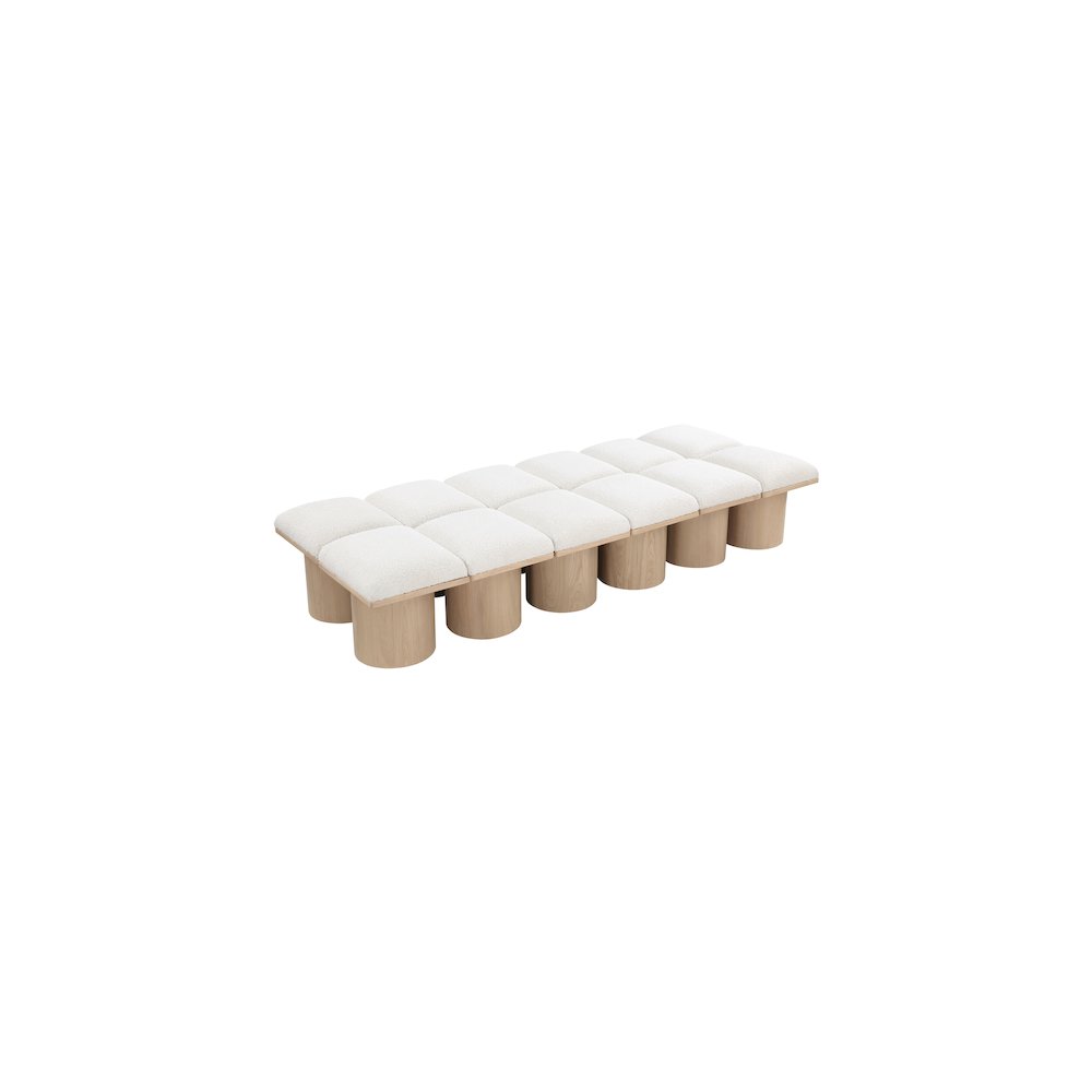 Pavilion Cream Boucle Fabric Bench