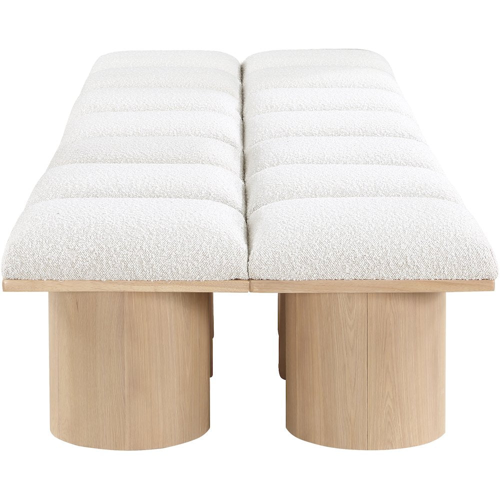Pavilion Cream Boucle Fabric Bench