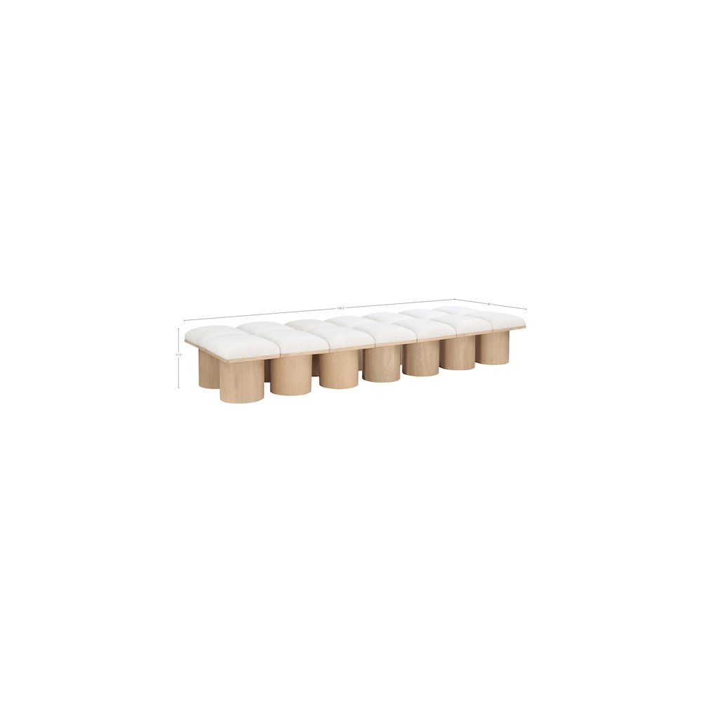 Pavilion Cream Boucle Fabric Bench