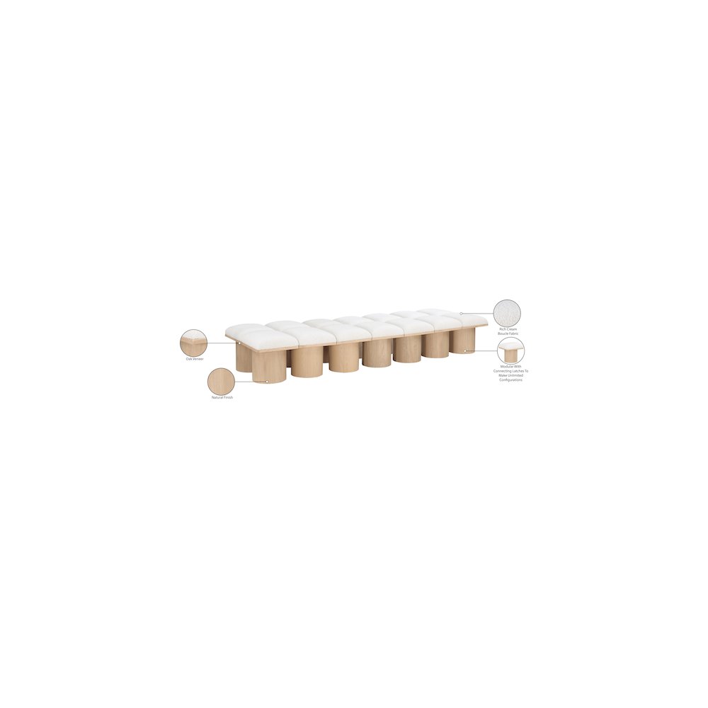 Pavilion Cream Boucle Fabric Bench