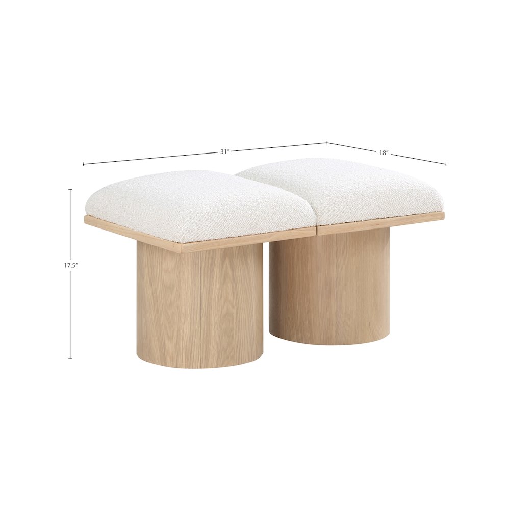 Pavilion Cream Boucle Fabric Bench