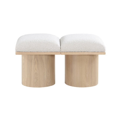Pavilion Cream Boucle Fabric Bench