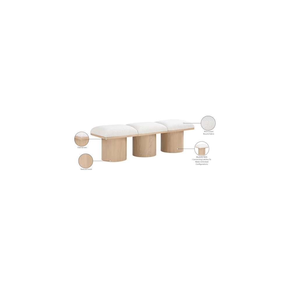 Pavilion Cream Boucle Fabric Bench