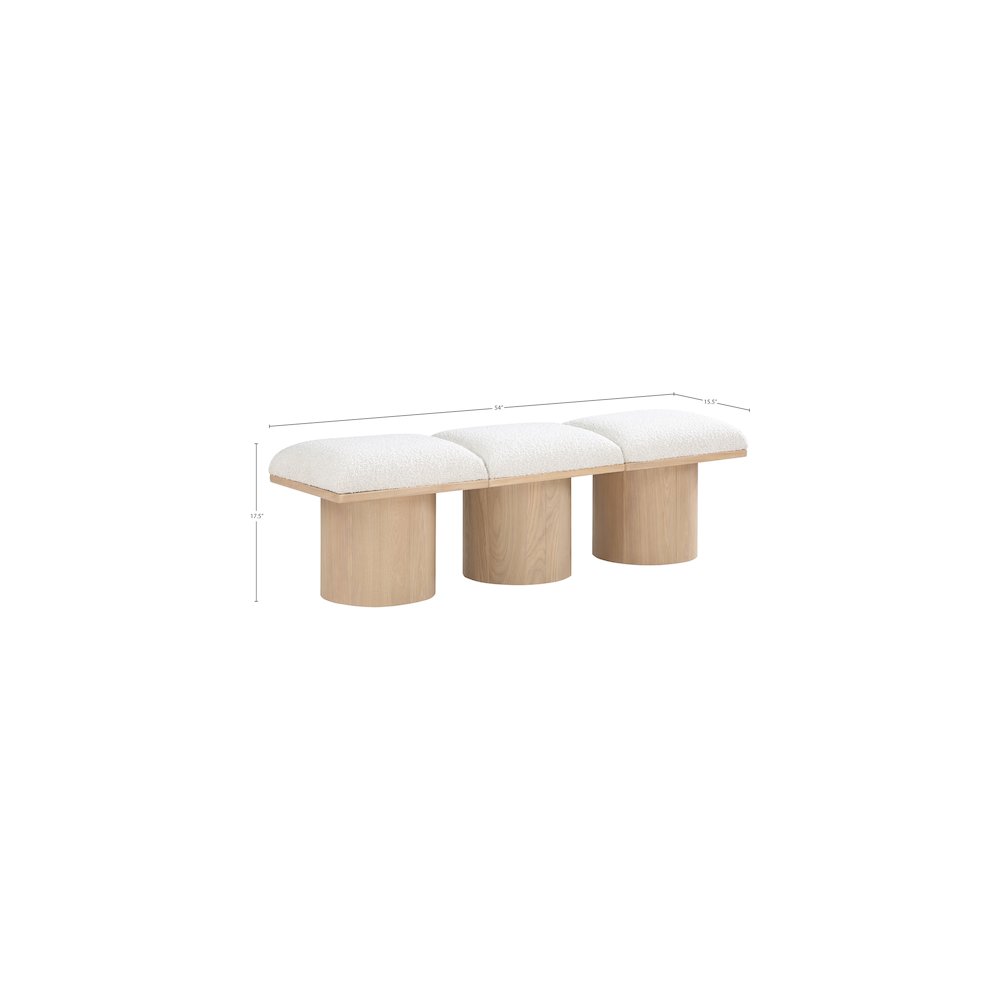 Pavilion Cream Boucle Fabric Bench