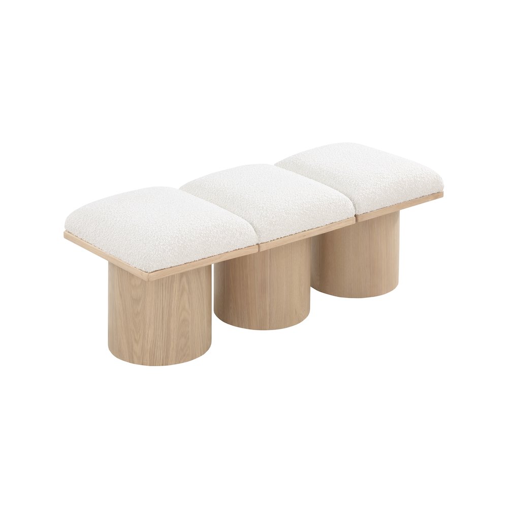 Pavilion Cream Boucle Fabric Bench