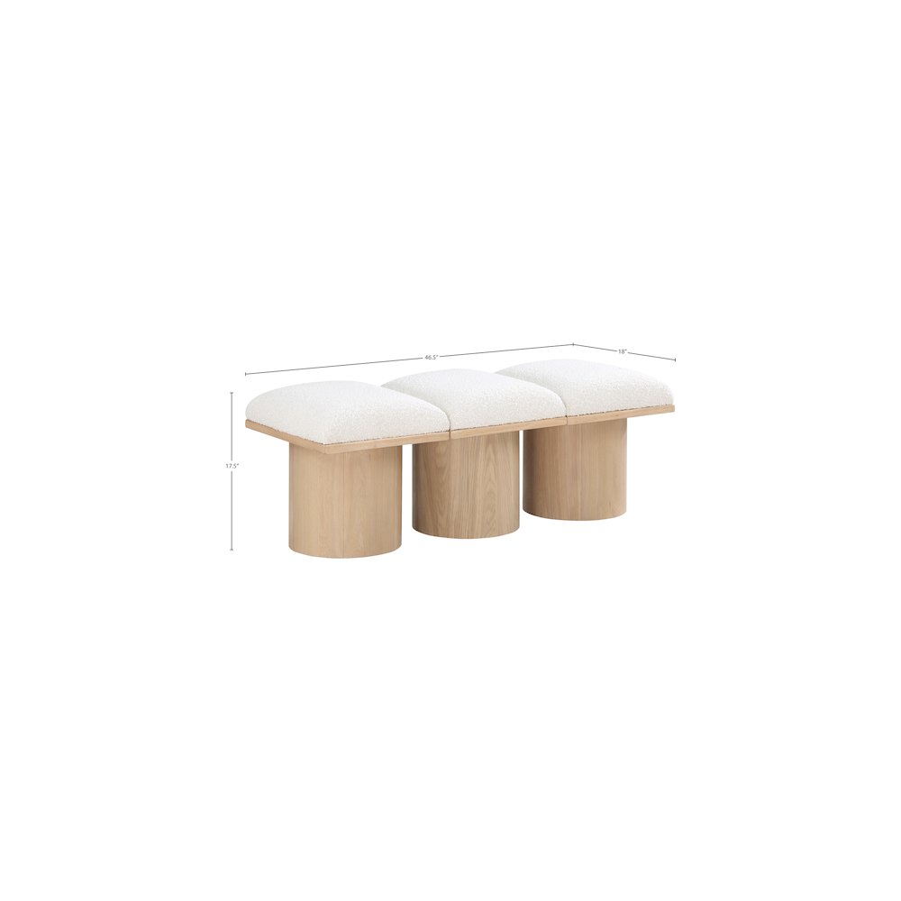 Pavilion Cream Boucle Fabric Bench